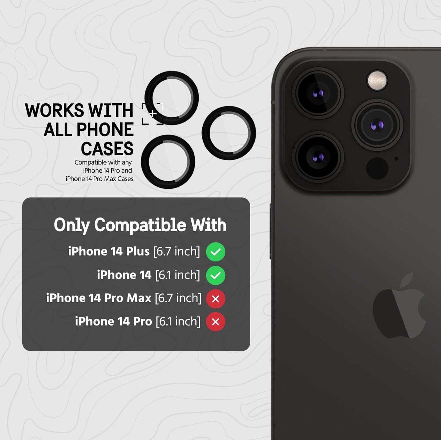 Pelican Aluminum Ring Camera Lens Protector (Black) - iPhone 14 Pro / 14 Pro Max