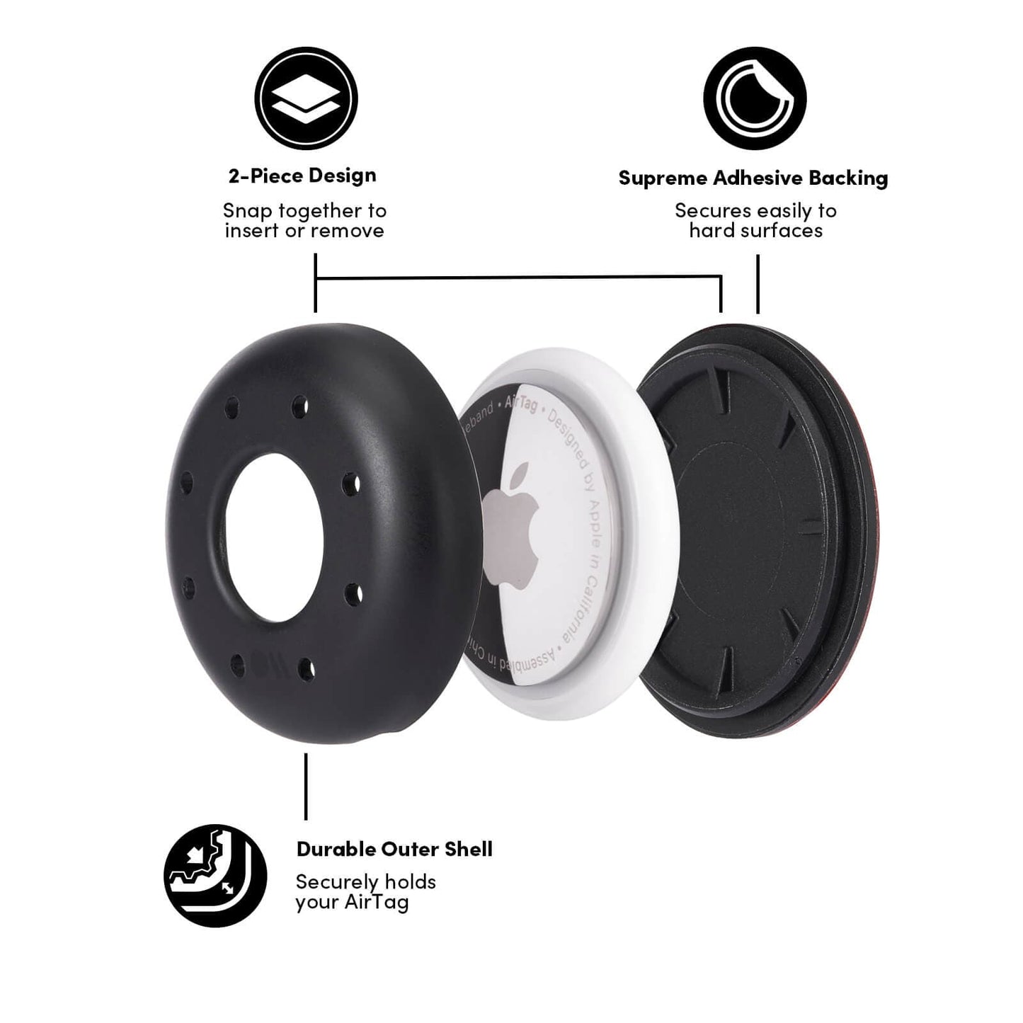 Tough AirTag Sticker Mount 4 Pack (Black)