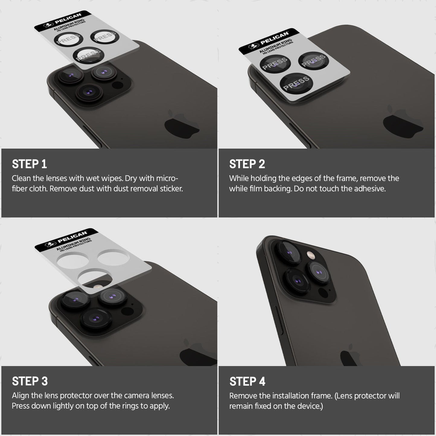 Pelican Aluminum Ring Camera Lens Protector Black - iPhone 15 Pro / 15 Pro Max