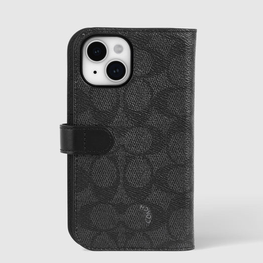 Coach Folio Signature Charcoal - iPhone 15