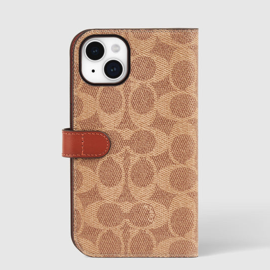 Coach Folio Signature Tan - iPhone 15 Plus