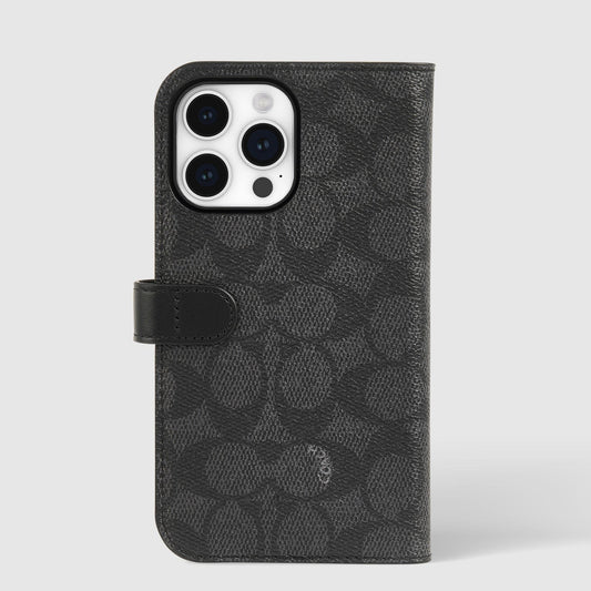 Coach Folio Signature Charcoal - iPhone 15 Pro