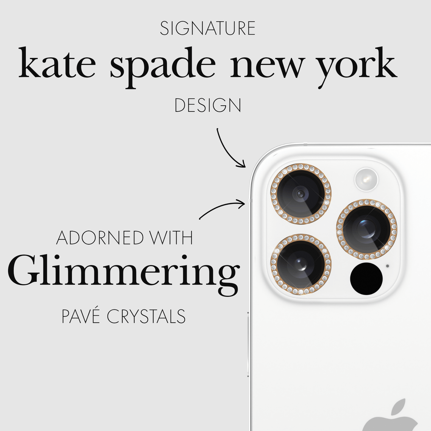 kate spade new york Aluminum Ring Camera Lens Protector Set in Stone - iPhone 16 Pro / 16 Pro Max