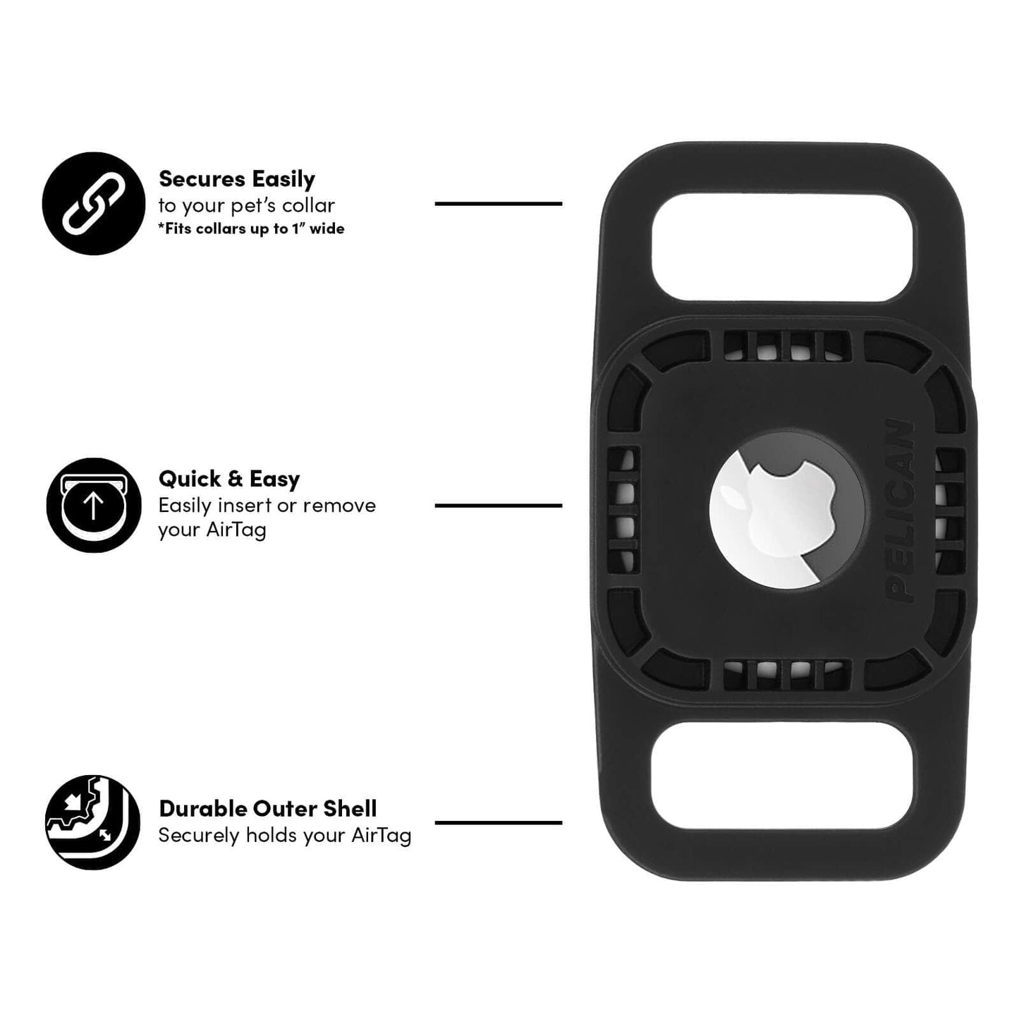 Pelican Protector AirTag Case for Dog Collar (Black) - AirTag Case