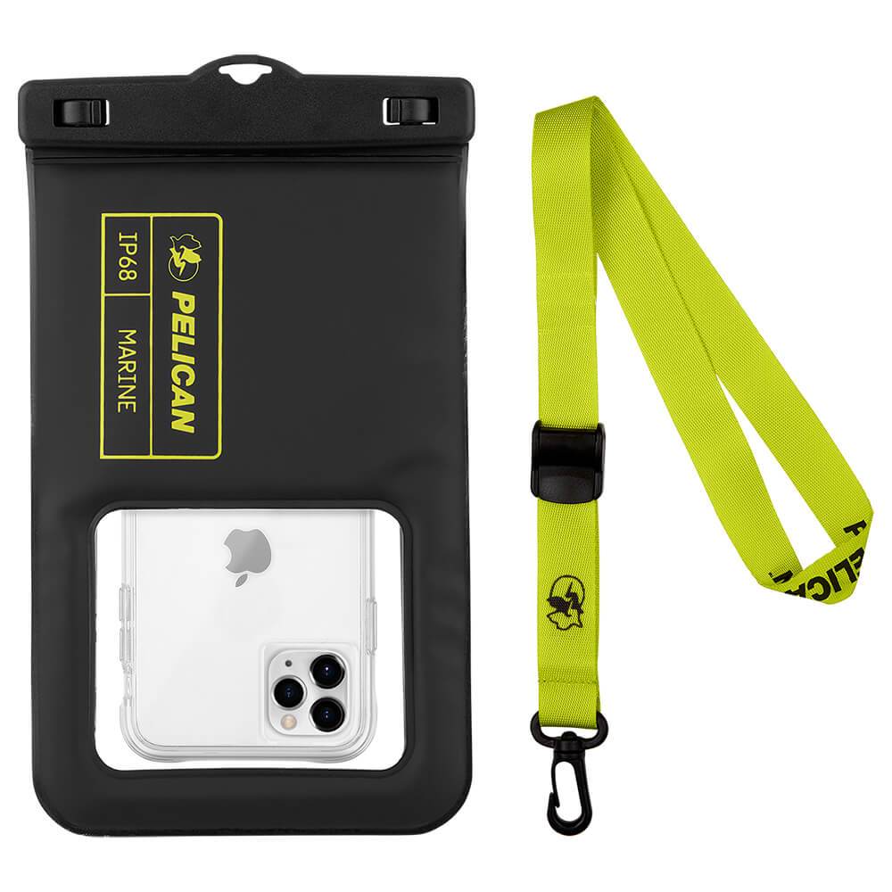 Pelican Marine Waterproof Floating Pouch XL (Black/ Hi Vis Yellow) - Phone Pouch